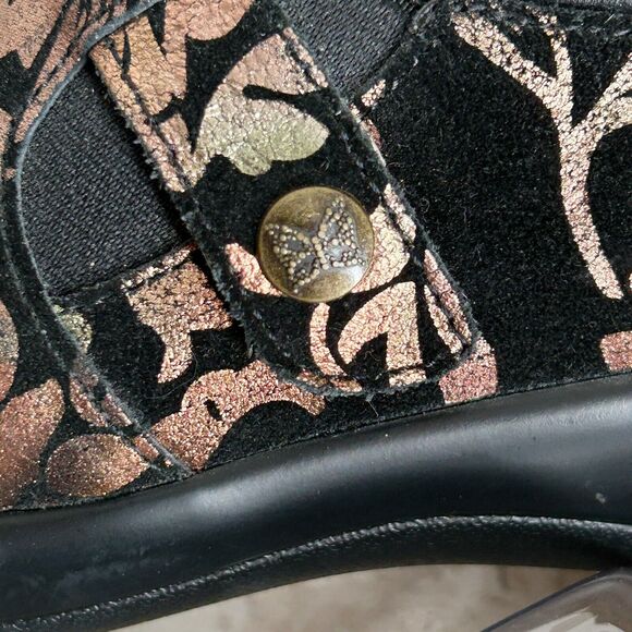 💐 Alegria Comfort Shoes Euro 38 Black Gold Floral Clogs Excellent Fun! 7 7.5 8 - Picture 6 of 16